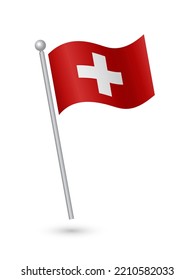 Schweiz-Flagge auf Pole winkend in der WindVektorgrafik