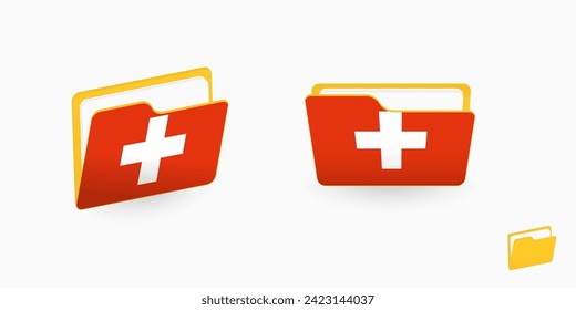 Switzerland flag on two type of folder icon. Vector illustration.