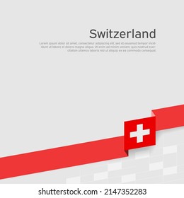 Switzerland flag on a white background. Vector banner design, switzerland national poster. Cover for business booklet. Ribbon with the swiss flag. State patriotic, flyer, brochure