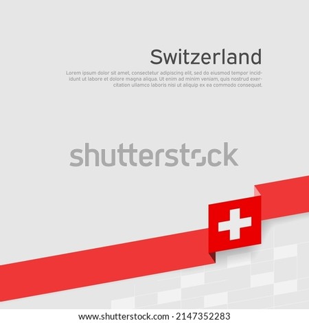 Switzerland flag on a white background. Vector banner design, switzerland national poster. Cover for business booklet. Ribbon with the swiss flag. State patriotic, flyer, brochure