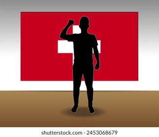 Switzerland flag paper texture, single-piece element, vector design, Switzerland flag taped on wall, decoration or celebration idea