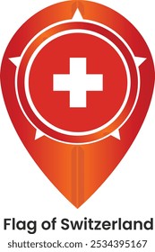  Switzerland Flag with pin map icon