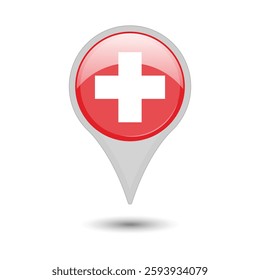 
switzerland flag pin vector design