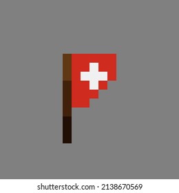 Switzerland flag pixel art. Vector illustration.