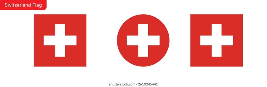 Bandeira suíça png vetor. Ícone quadrado e redondo da Suíça isolado no fundo PNG transparente. Ícone de bandeira da Suíça