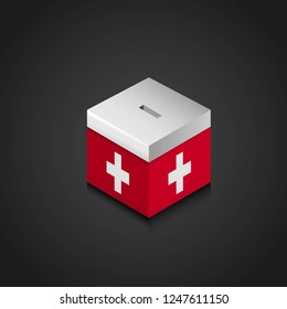 Switzerland Flag Printed on Vote Box