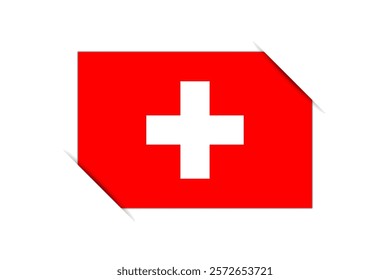 Switzerland flag - rectangle colorful flag representing a country cultural identity and heritage. The essence of national pride and unity. Attached by the corners in a paper album