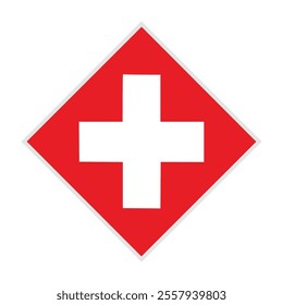 switzerland flag - rhombus shape icon on white background	