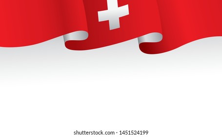 Switzerland flag ribbon isolated on white background. Vector illustration 