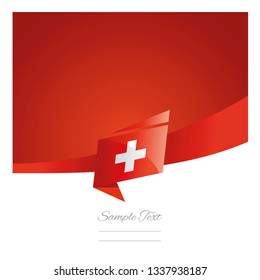 Switzerland flag ribbon New abstract origami red background banner vector