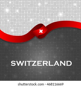 Switzerland flag ribbon shiny particle style. Vector Illustration