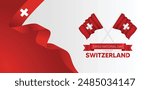 Switzerland flag ribbon for Swiss National Day 1 August vector poster