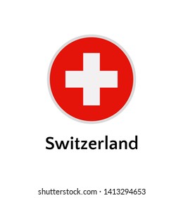 Switzerland flag round flat icon, european country vector illustration