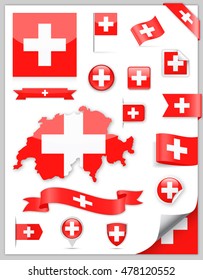 Switzerland Flag Set - Vector Collection