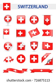 Switzerland Flag Set - Vector Illustration