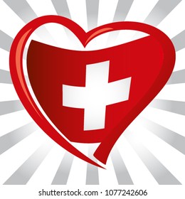 Switzerland flag in shape of heart