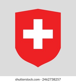 Bandera de Suiza en el marco de la forma del escudo