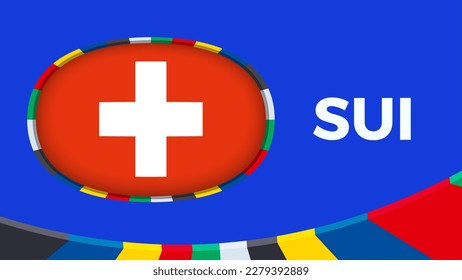 Switzerland flag stylized for European football tournament qualification. Flag on vector background.