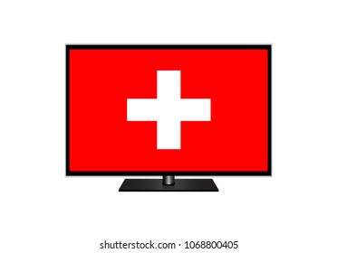 Switzerland Flag Of Television,Vector Illustration, Isolate On White Background Icon. EPS10