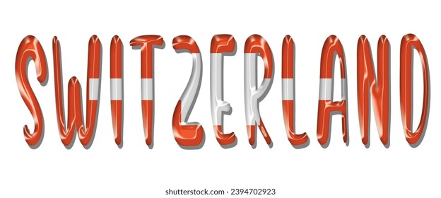 Switzerland flag text font, 3D Switzerland flag colorful background, Switzerland flag vector illustration