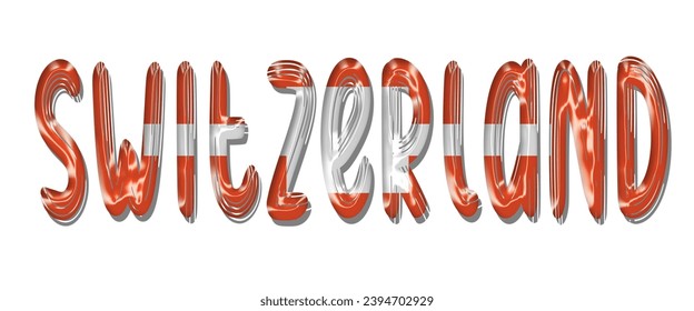 Switzerland flag text font, 3D Switzerland flag colorful background, Switzerland flag vector illustration