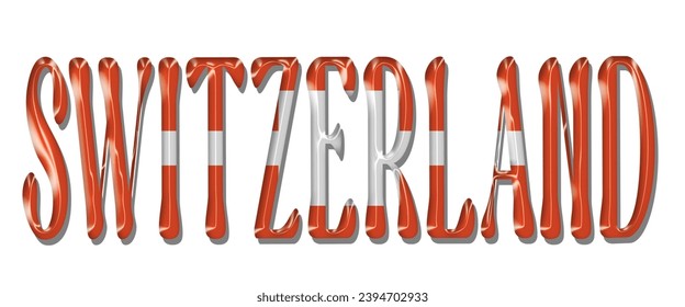 Schweiz Flaggentext-Schriftart, 3D Schweiz Flaggenbunter Hintergrund, Schweiz-Flagge, Vektorgrafik
