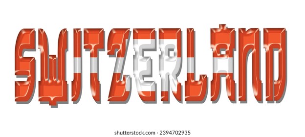 Letra de texto de la bandera de Suiza, fondo colorido de la bandera de Suiza 3D, ilustración vectorial de la bandera de Suiza