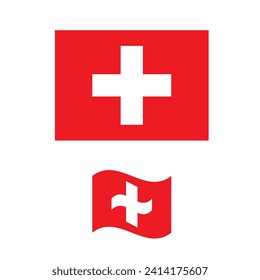 Schweizer Flagge, Vektordesign auf weißem Hintergrund. Grafische Vorlage für Webdesign und -druck. EPS10