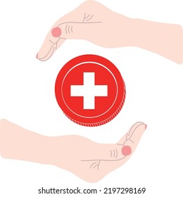 Switzerland Flag vector hand drawn flag, Swiss franc vector hand drawn 