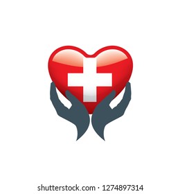 Switzerland flag, vector illustration on a white background
