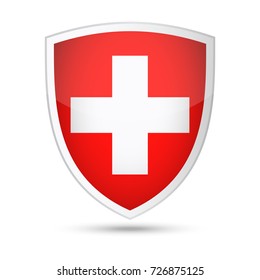 Switzerland Flag Vector Shield Icon - Illustration
