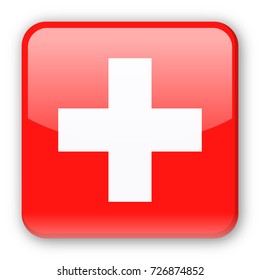 Switzerland Flag Vector Square Icon - Illustration