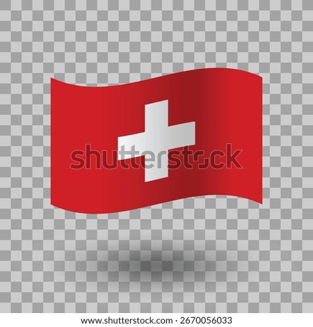 Switzerland flag vector. Switzerland wavy flag isolated transparent background. Flag of Switzerland symbol icon. EPS 10