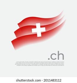 Switzerland flag watercolor. Colored stripes swiss flag on a white background. Vector stylized design of national poster with ch domain, place for text. State patriotic banner of switzerland, cover