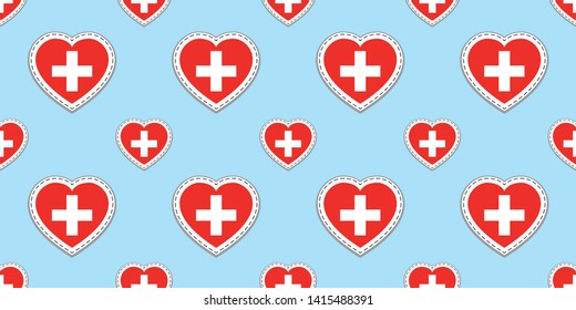 Switzerland, flags background. Vector helvetic stickers. Love hearts symbols. Swiss flag seamless pattern. Good choice for sports pages, travel, patriotic, geographic, elements. patriotic wallpaper.