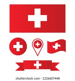 Switzerland flags vector collection
