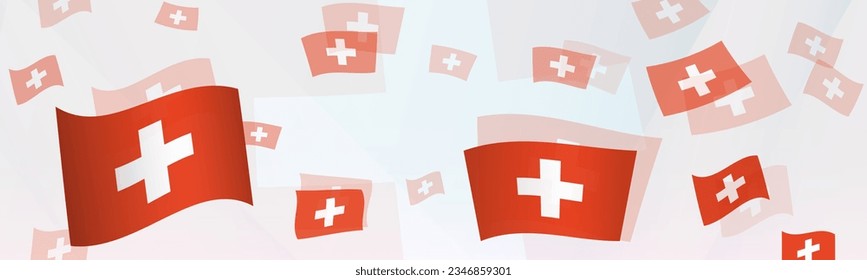 Switzerland flag-themed abstract design on a banner. Abstract background design with National flags. Vector illustration.