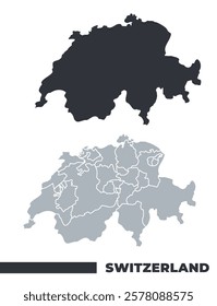 Switzerland flat and border outline vector maps