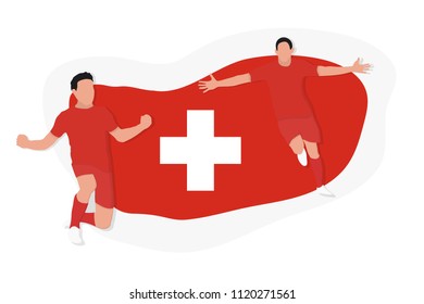 Switzerland football team celebration 2018 championship vector illustration soccer