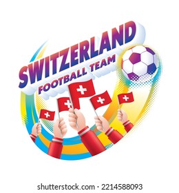 Switzerland Football Team Masthead Logo with National Flag of Switzerland