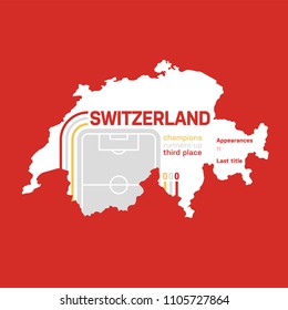 Switzerland at football world cups as of 2018 – customizable infographics with the number of medals, appearances and the year of the last title