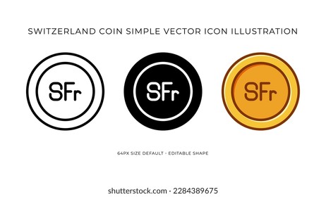 Switzerland Franc Coin Simple Vector Icon Illustration