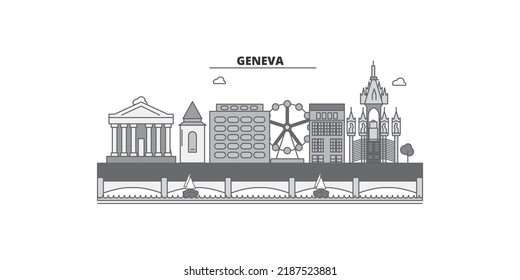 Switzerland, Geneva city skyline isolated vector illustration, icons