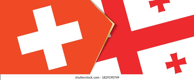 Switzerland and Georgia flags, two vector flags symbol of relationship or confrontation.