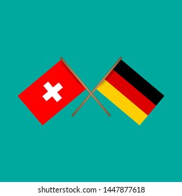 Switzerland and Germany crossed flags.Language learning or travel concept.