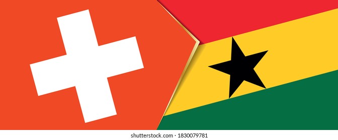 Switzerland and Ghana flags, two vector flags symbol of relationship or confrontation.