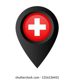 Switzerland glossy map pin