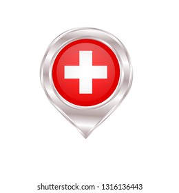 Switzerland glossy map pin