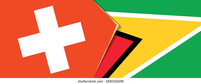 Switzerland and Guyana flags, two vector flags symbol of relationship or confrontation.