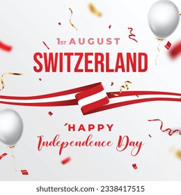 Switzerland happy Independence Day. Swiss National Day. August 1, Illustration, banner, vector